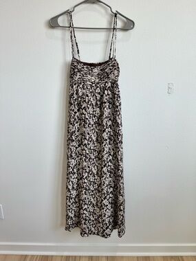 Abercrombie & Fitch Cream and Black Floral Spaghetti Strap Maxi Dress